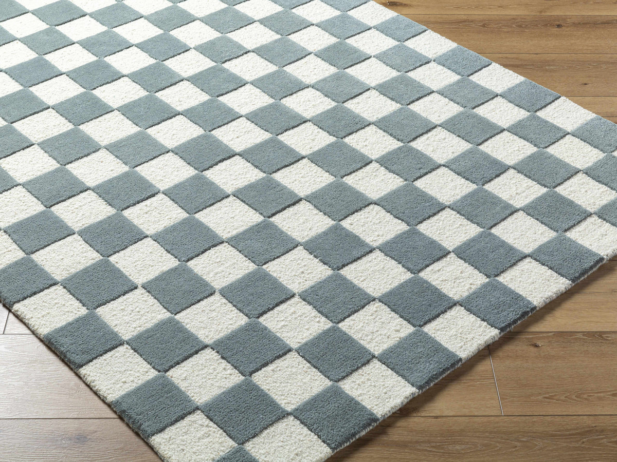 Timin Blue Gray Checkered Area Rug - Clearance