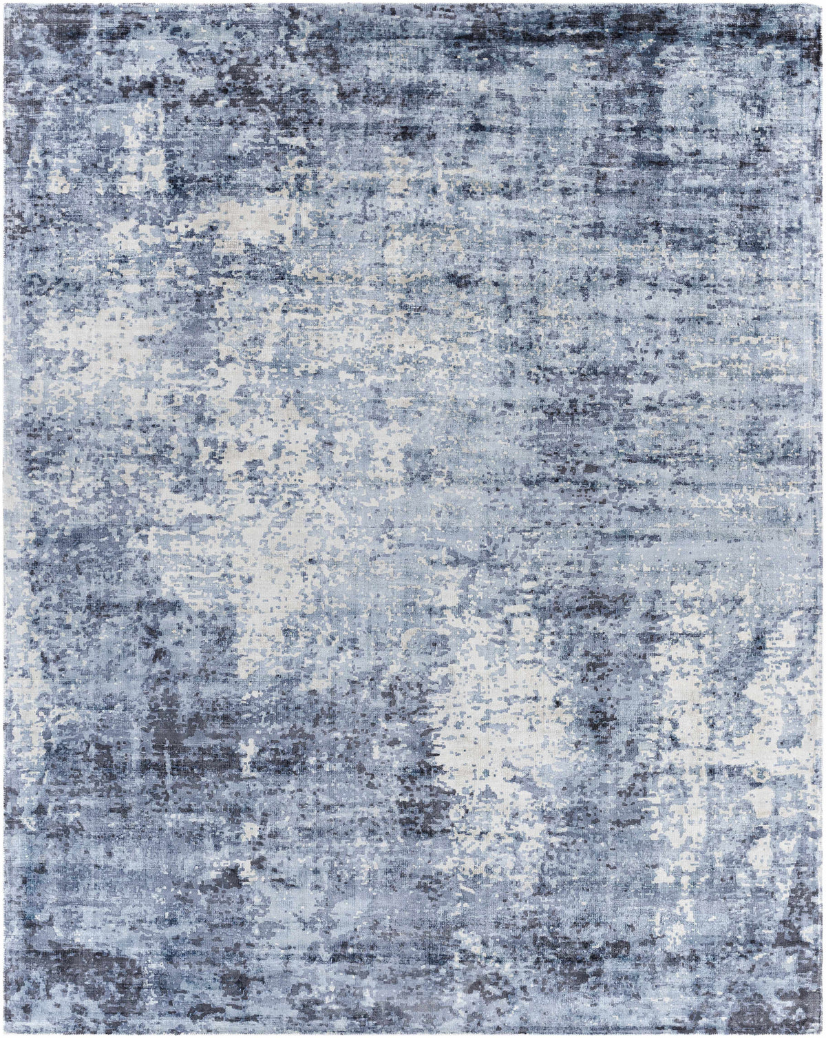 Wardle Abstract Blue/White Viscose Rug - Clearance