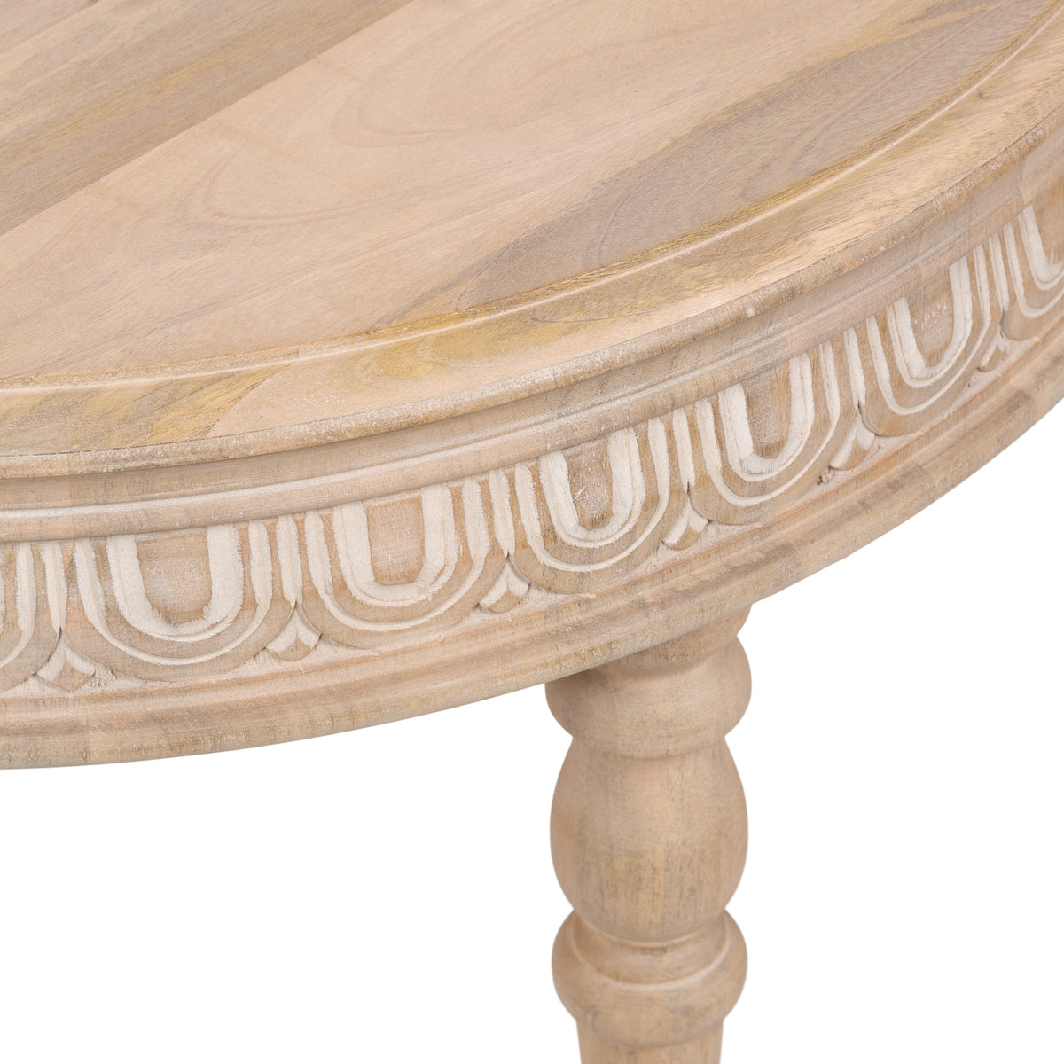 Patresa Carved Round Wood Coffee Table