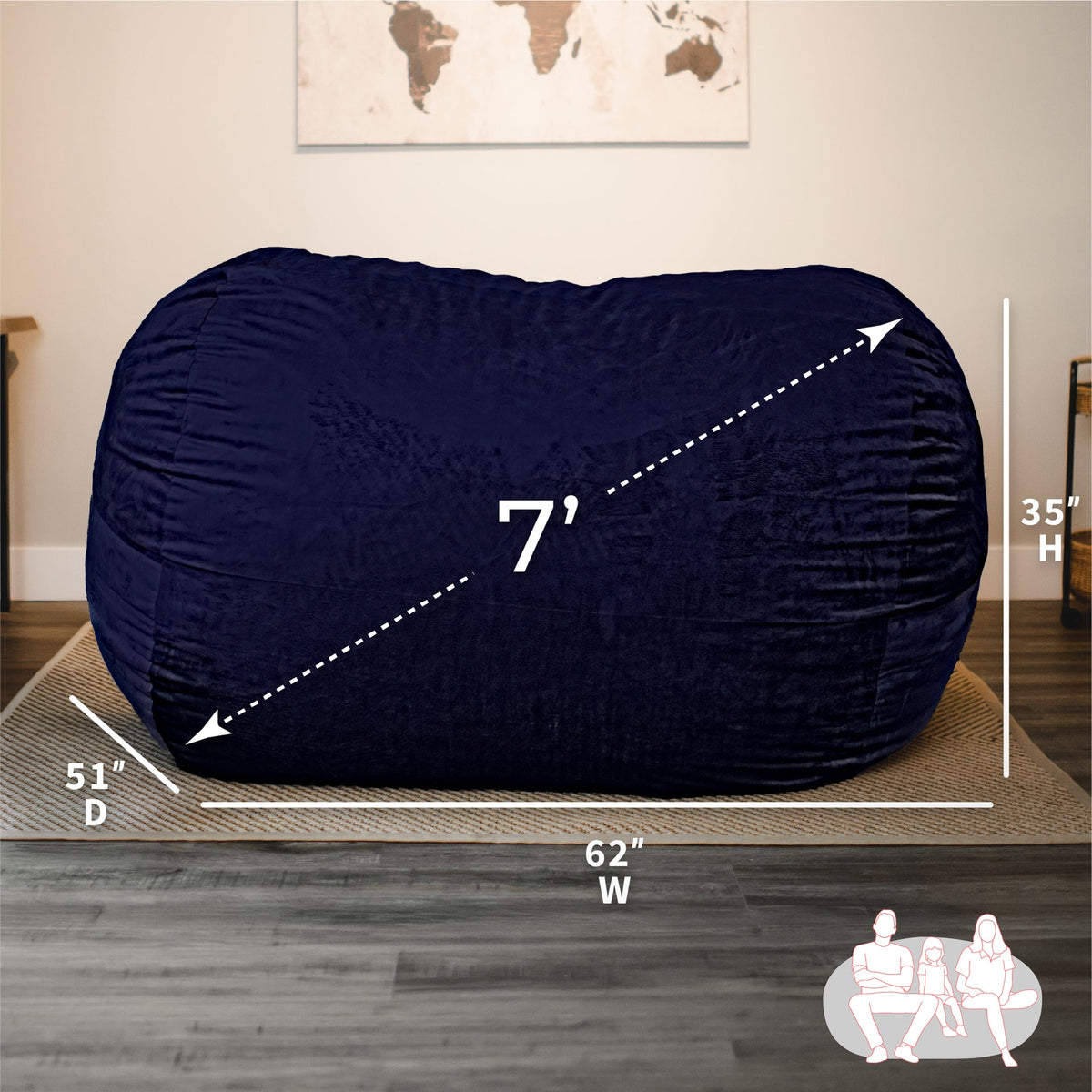 Fuf® 7Ft Foam Bean Bag