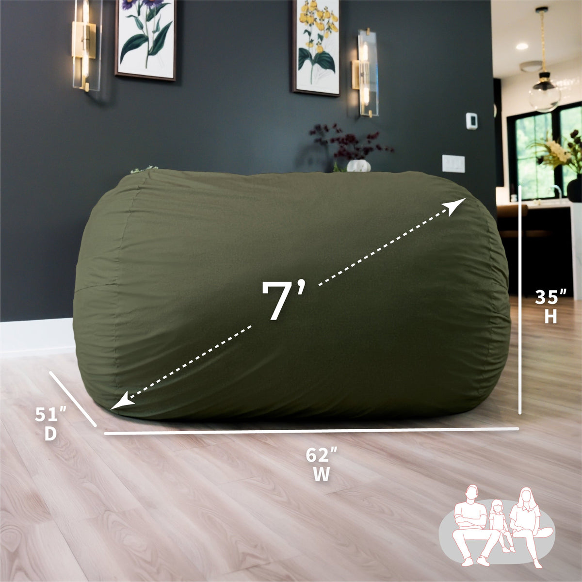 Fuf® 7Ft Foam Bean Bag