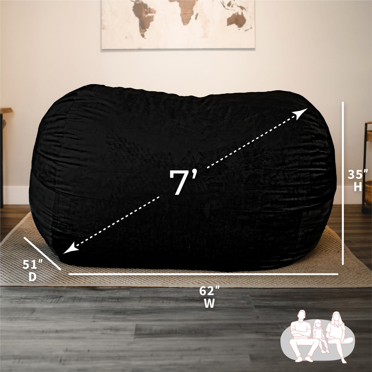 Fuf® 7Ft Foam Bean Bag