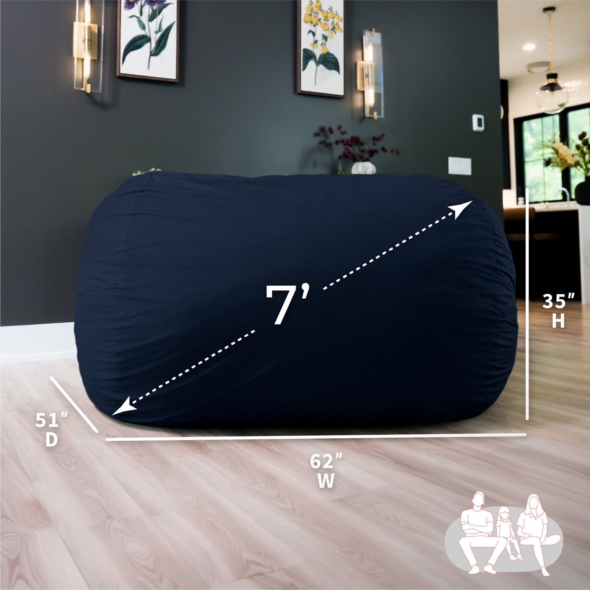 Fuf® 7Ft Foam Bean Bag
