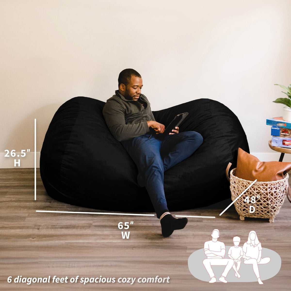 Fuf® 6Ft Foam Bean Bag Lounger