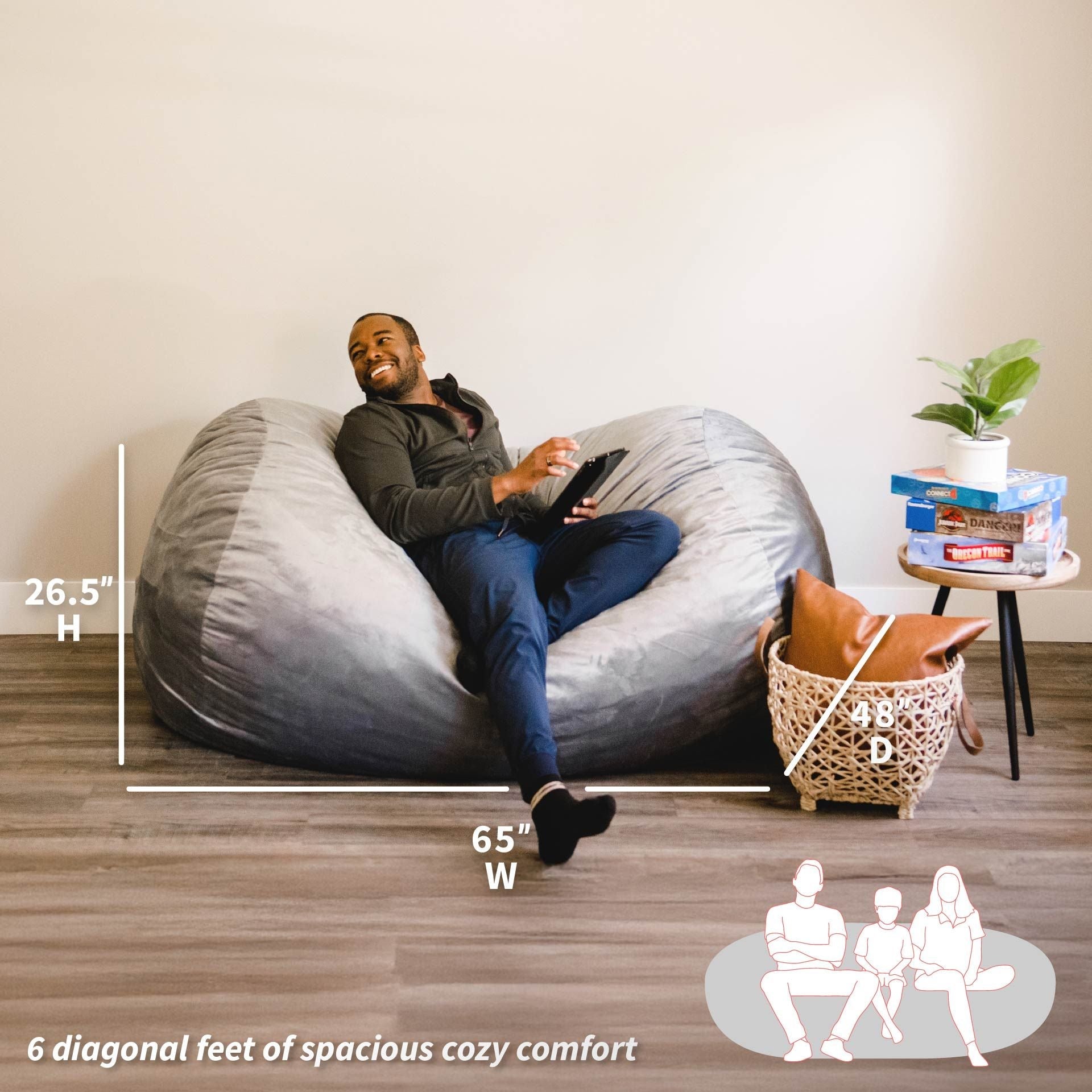 Fuf® 6Ft Foam Bean Bag Lounger