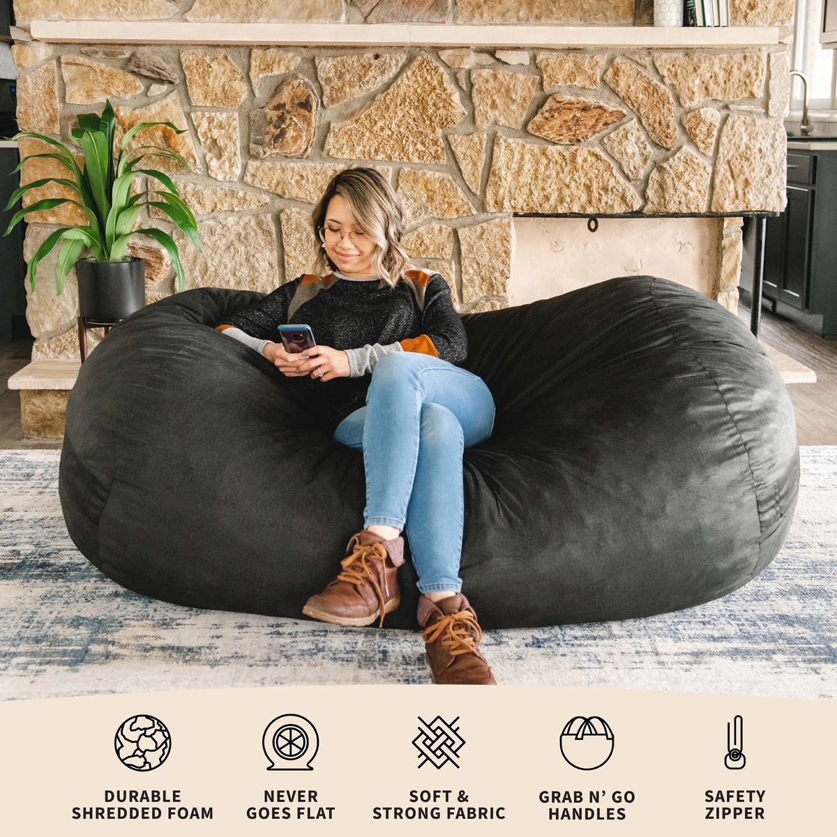 Fuf® 6Ft Foam Bean Bag Lounger