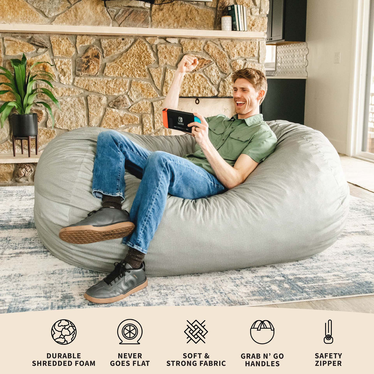 Fuf® 6Ft Foam Bean Bag Lounger