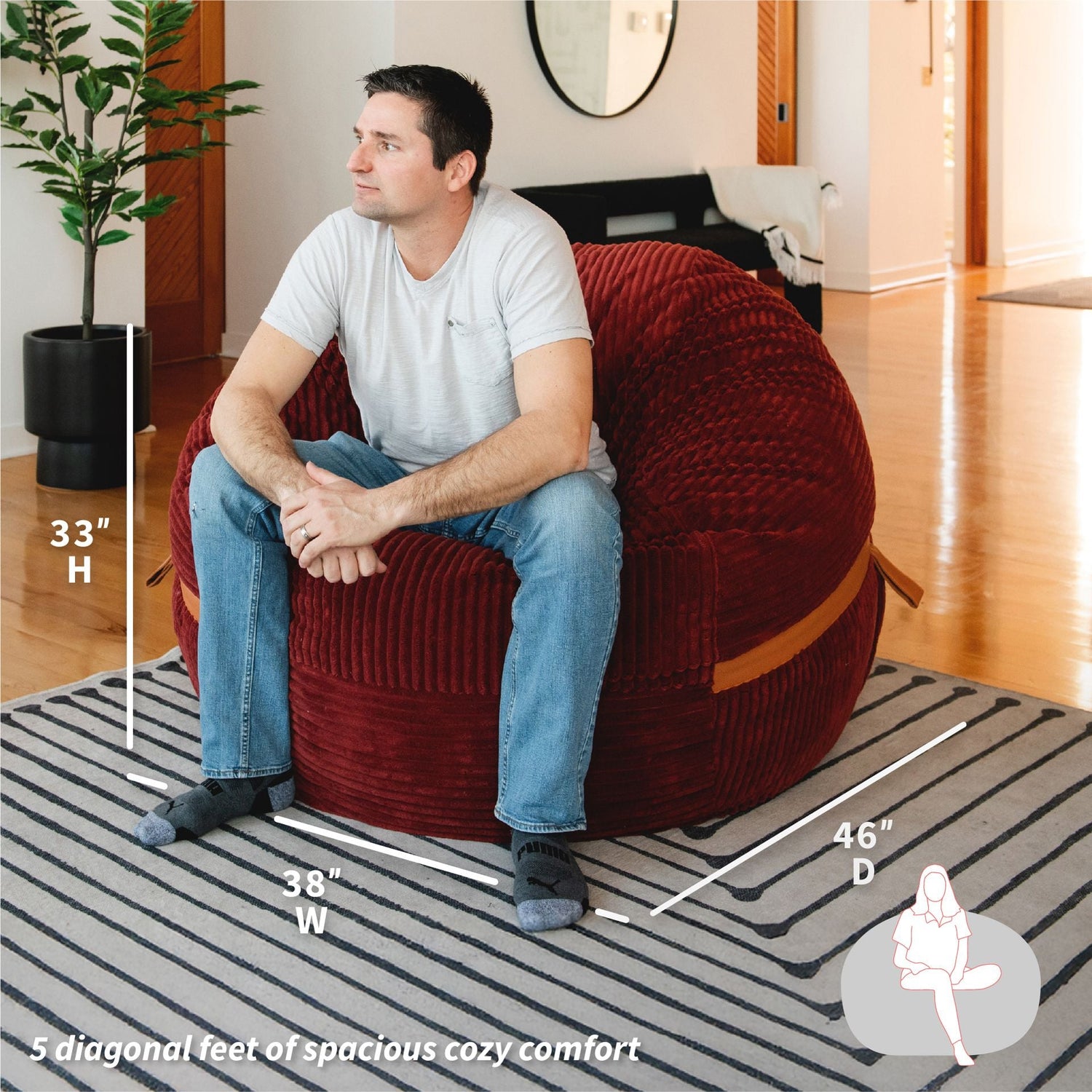 Fuf® 5Ft Foam Bean Bag