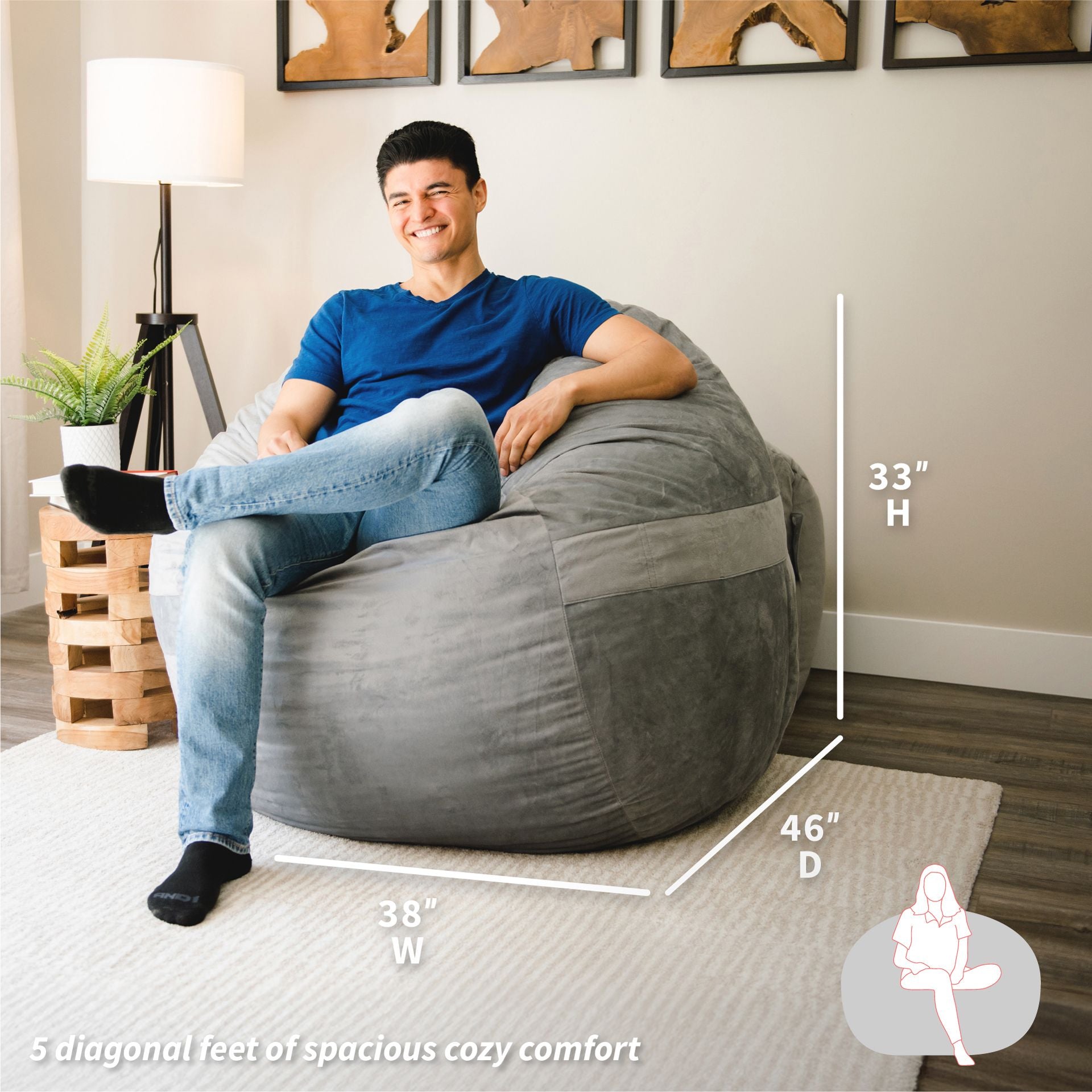 Fuf® 5Ft Foam Bean Bag