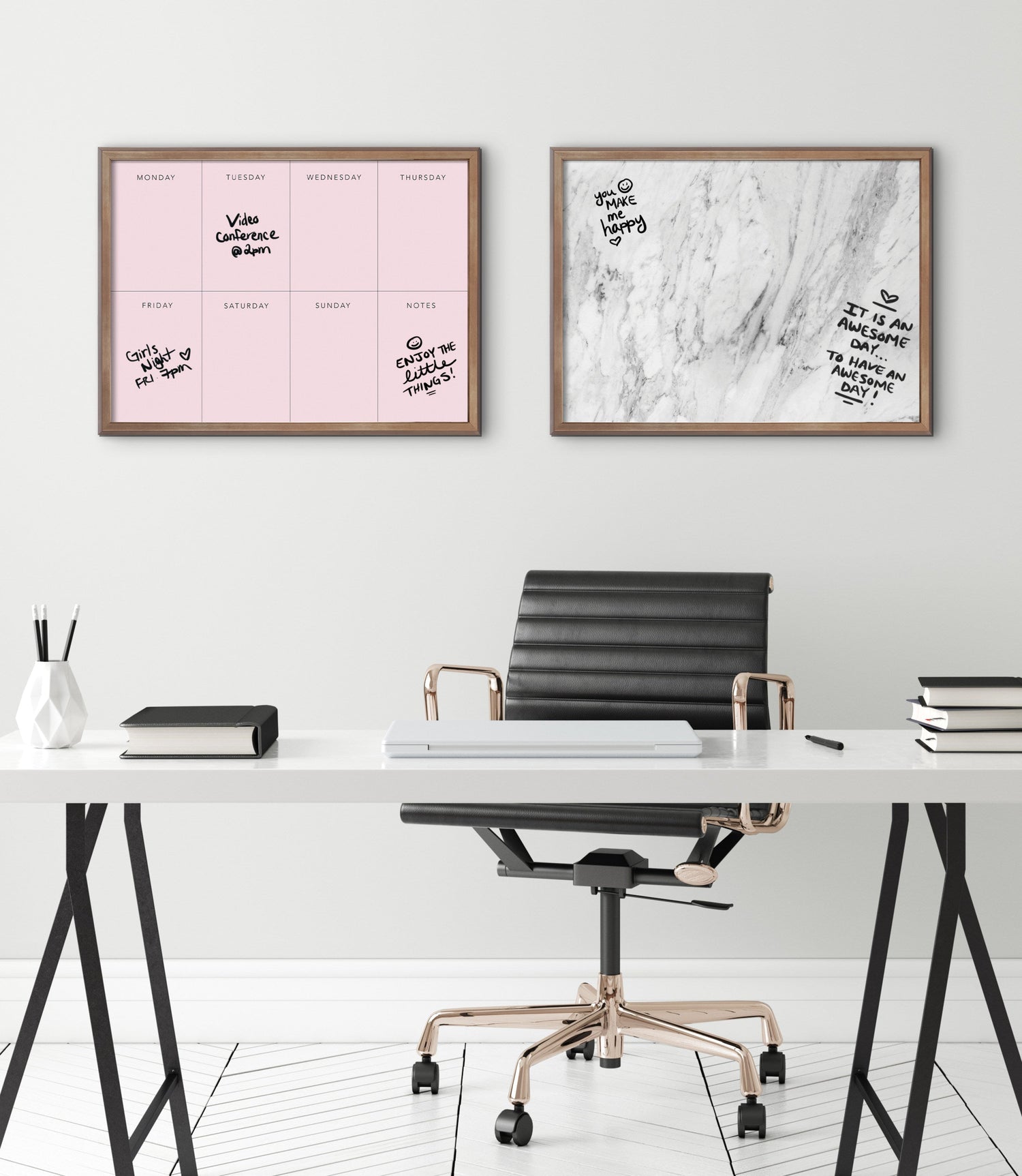 Blake This Week Pink Framed Printed Glass by The Creative Bunch Studio