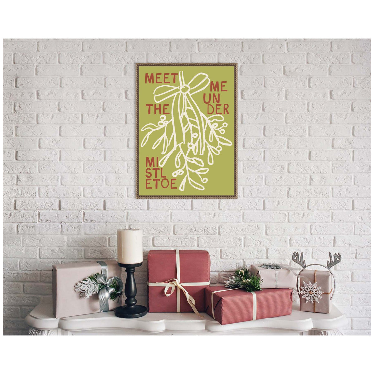 Mistletoe by Kikiandnim Framed Canvas Wall Art Print