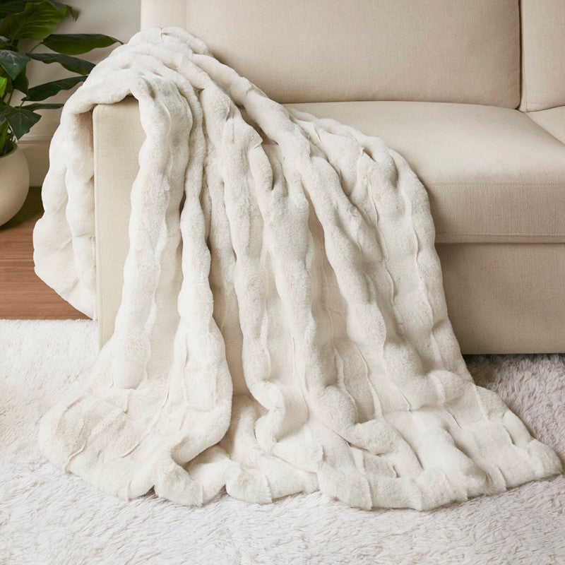 Vivienne Faux Fur Throw - Ivory
