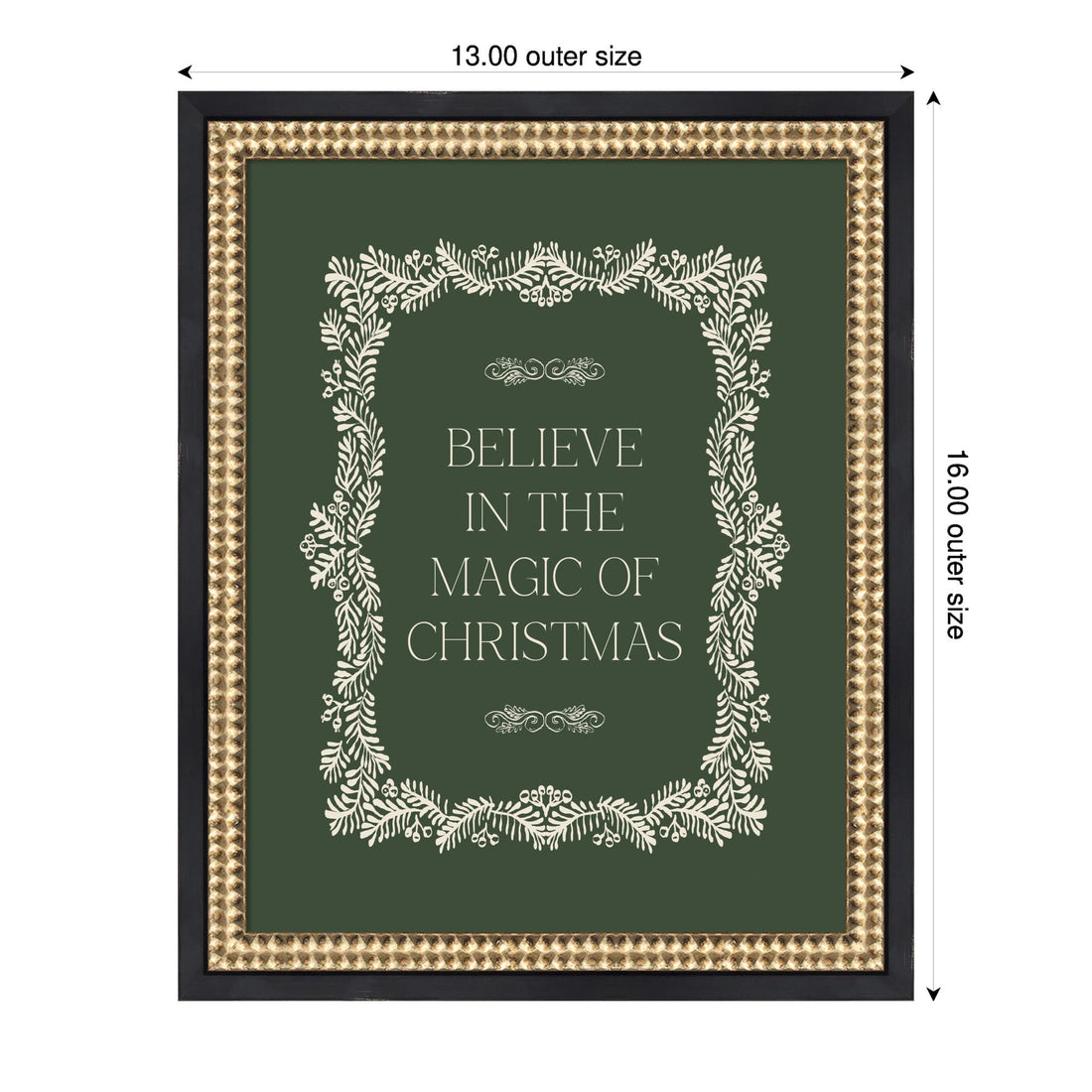 Christmas Magic Green by Kikiandnim Framed Mounted Canvas Wall Art Print