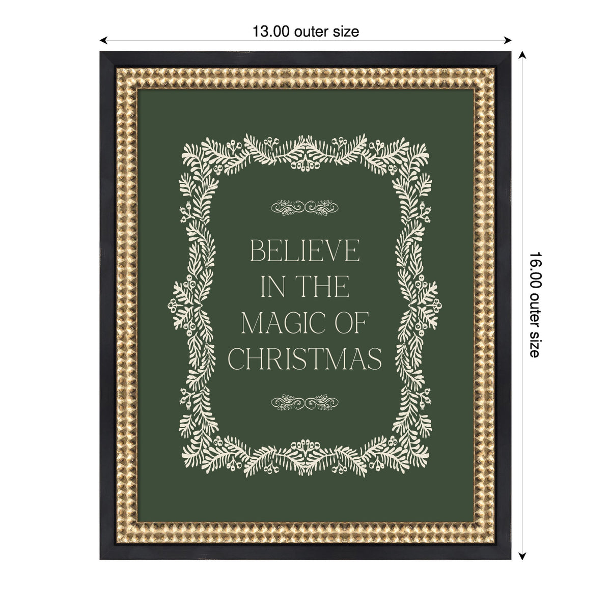 Christmas Magic Green by Kikiandnim Framed Mounted Canvas Wall Art Print