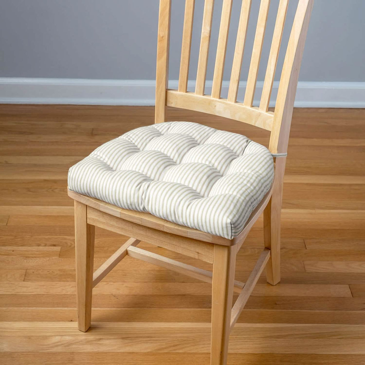 Ticking Stripe Natural Dining Chair Pad - Made in USA - 100% Cotton - Machine Washable
