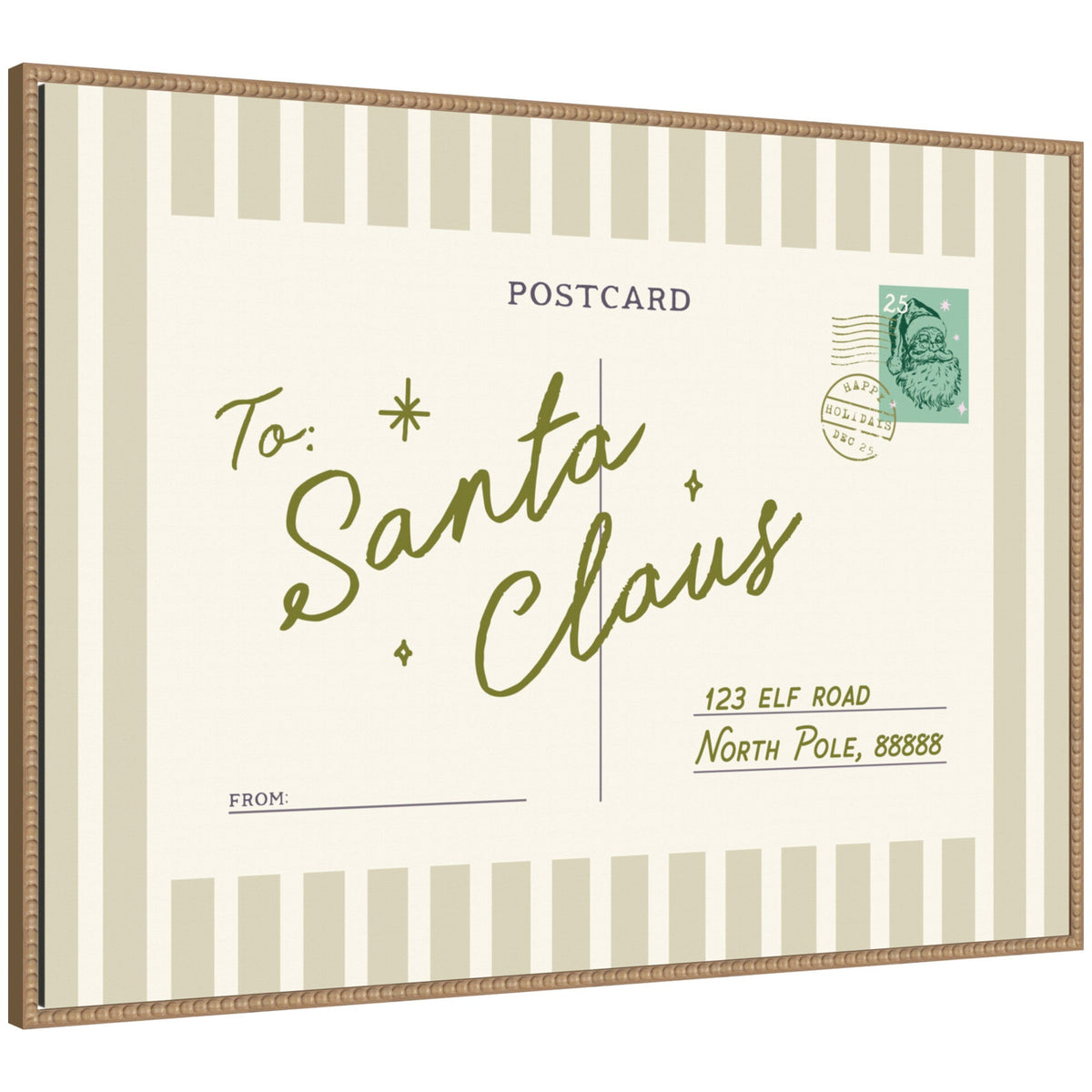 Vintage Postcard to Santa by Lucky Guava Framed Canvas Wall Art Print