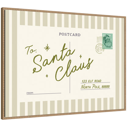 Vintage Postcard to Santa by Lucky Guava Framed Canvas Wall Art Print