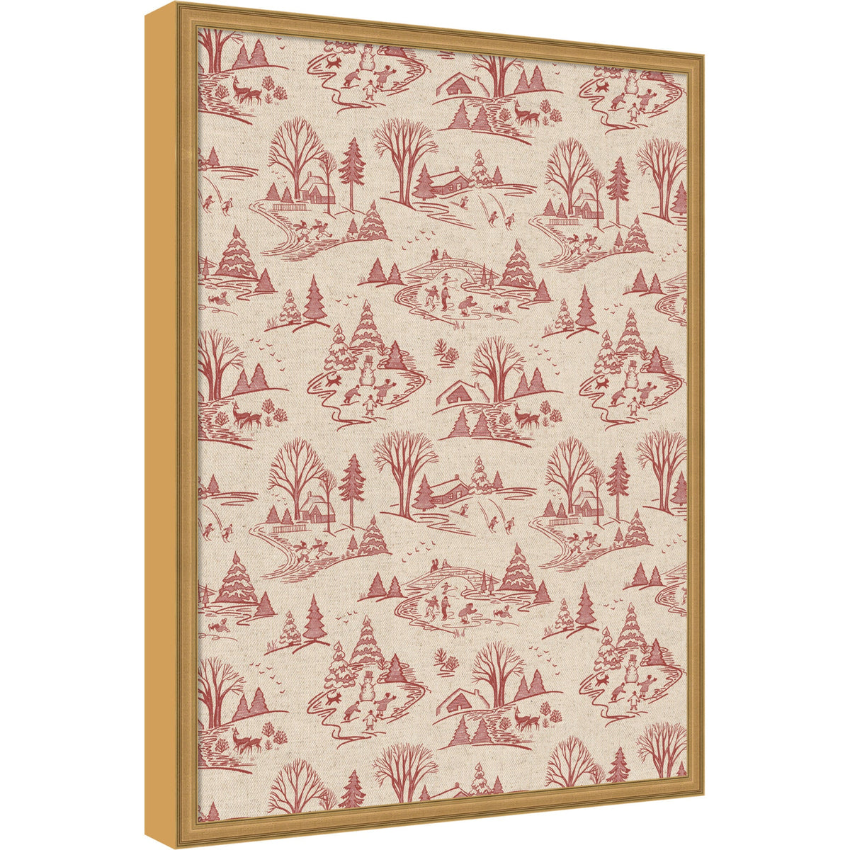 Framed Fabric Magnetic Board Wonderland Red Toile Wall Organization