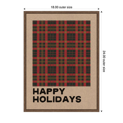 Holiday Plaid Neutral Linen by Kikiandnim Framed Canvas Wall Art Print