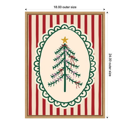 Retro Striped Christmas Tree by Lucky Guava Framed Canvas Wall Art Print