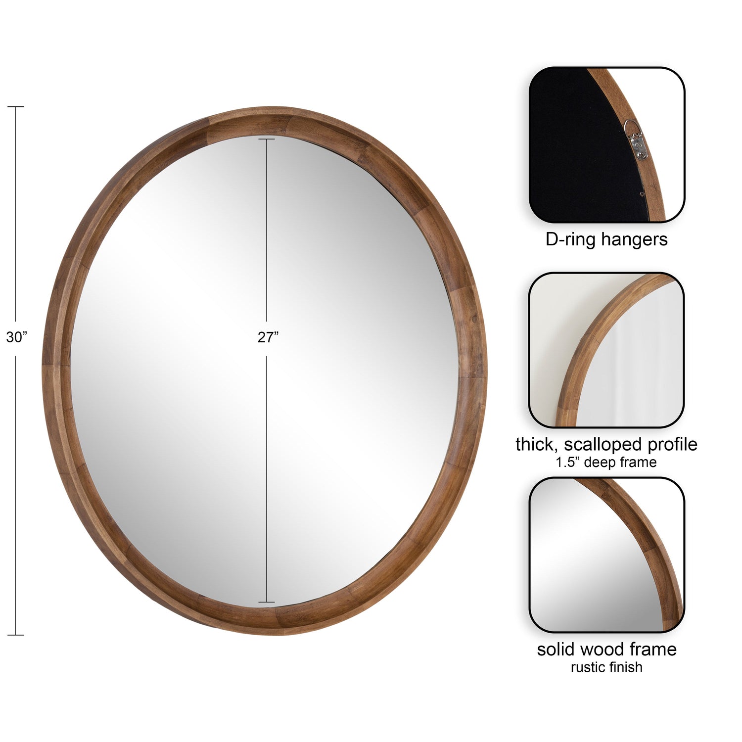 Hatherleigh Round Wood Wall Mirror