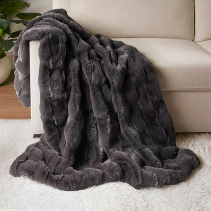 Vivienne Faux Fur Throw - Grey