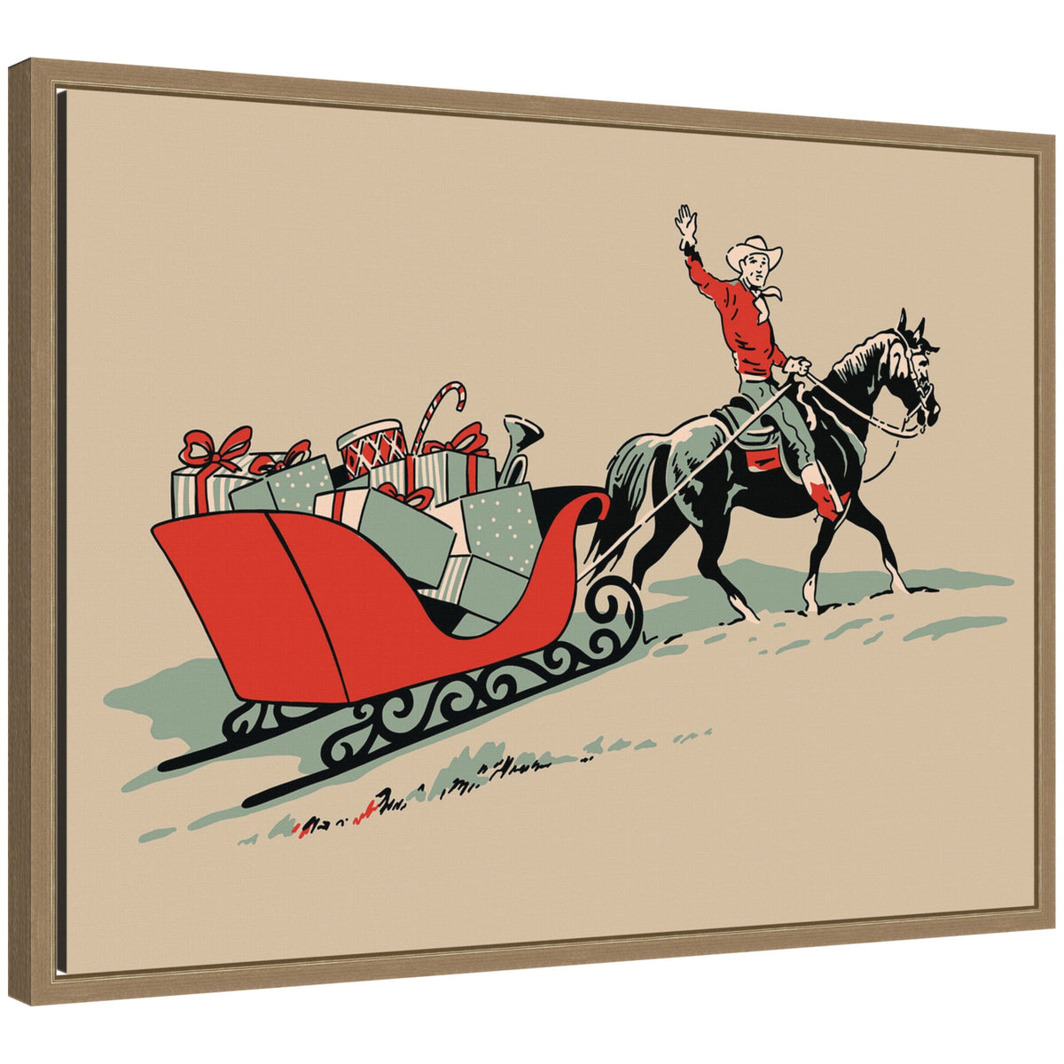 Christmas Cowboy by Megan Ryan Framed Canvas Wall Art Print