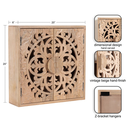 Saanvi Carved Wood Wall Cabinet