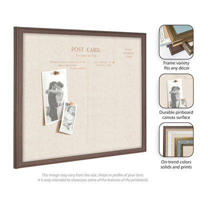 Framed Fabric Pinboard Linen Vintage Post Card Wall Organization