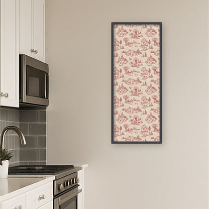 Kate and Laurel Framed Fabric Pinboard Wonderland Red Toile
