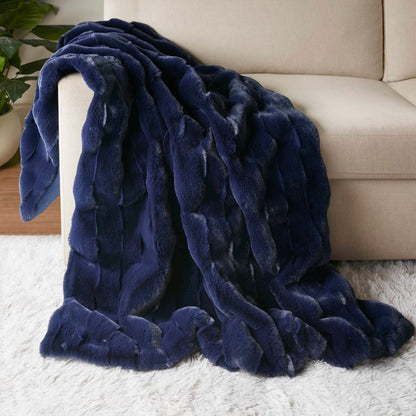 Vivienne Faux Fur Throw - Navy