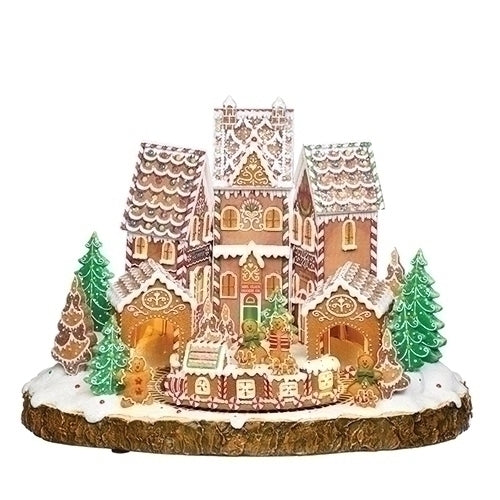 Lighted Musical Town Gingerbread with Rotating Train