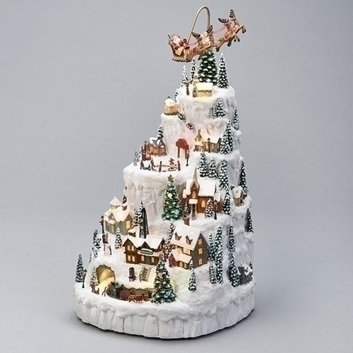 14.5&quot;H Lighted Musical Village with Rotating Skaters