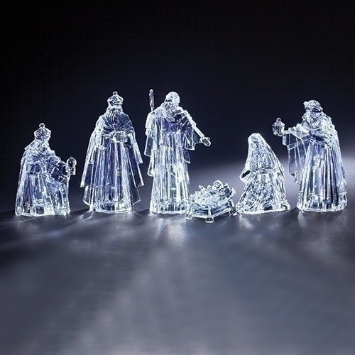 6PC Set Lighted Nativity with Cool White Light