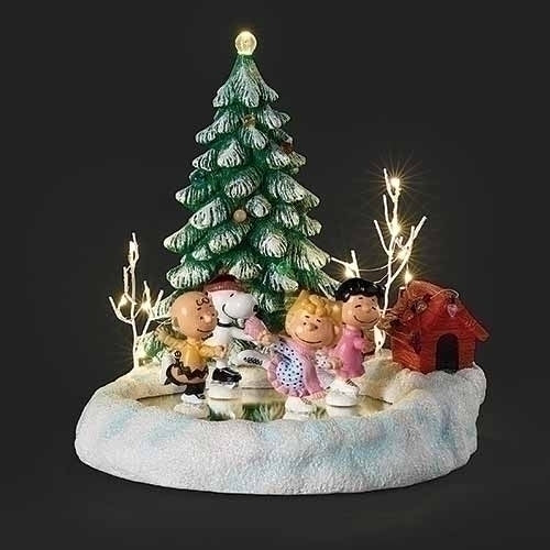 Lighted Musical Skate Pond Peanuts with Christmas Tree