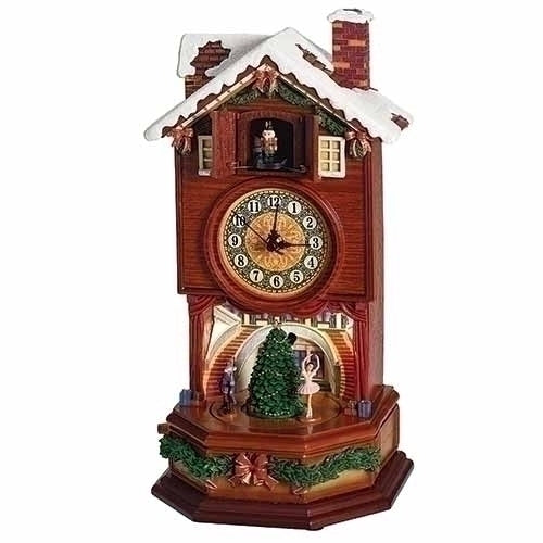 Lighted Musical Clock with Rotating Nutcracker Scene