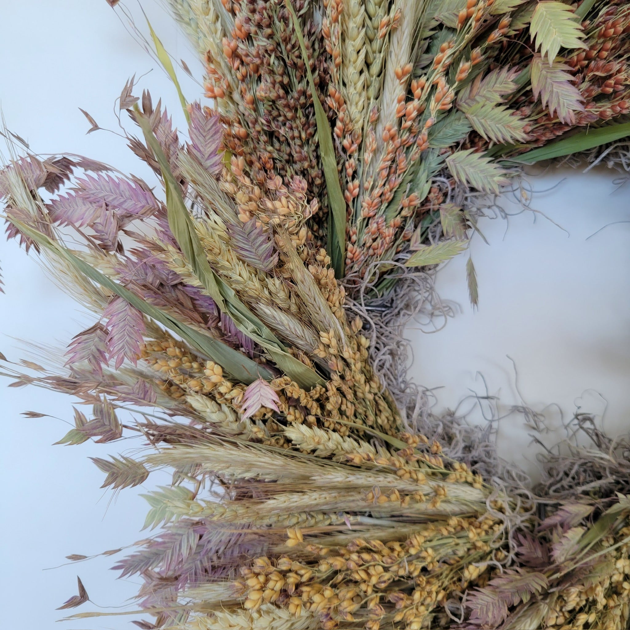 Handmade Dried Flower Wreath - Grains