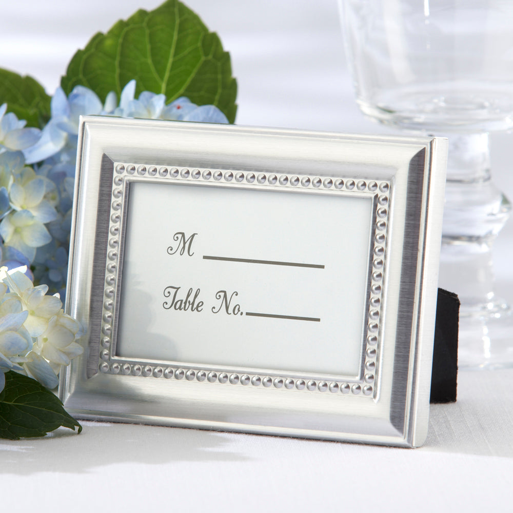 Beautifully Beaded Silver Place Card/Photo Holder (Set of 6)