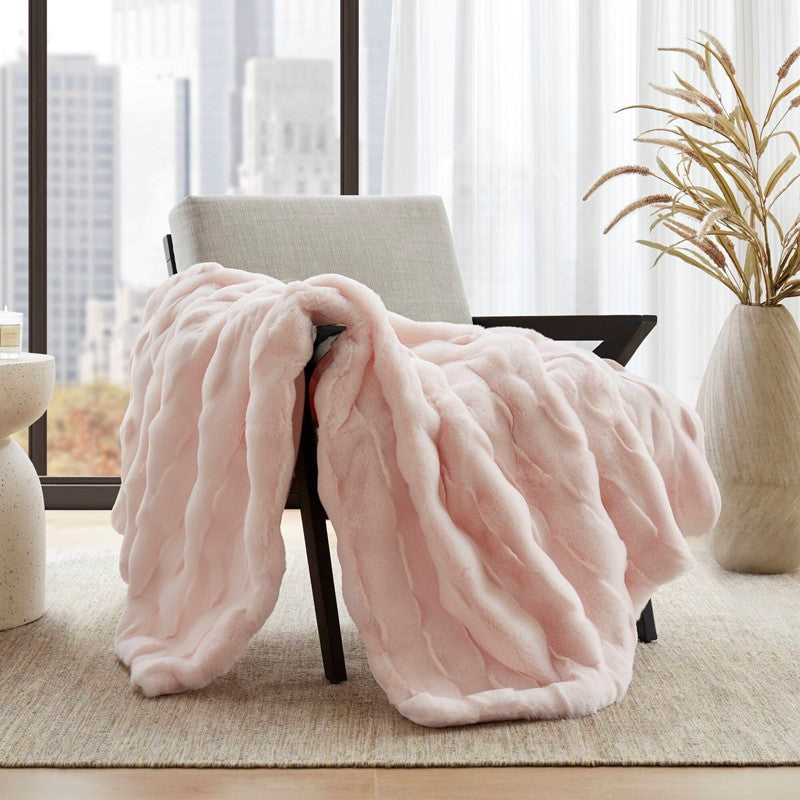 Vivienne Faux Fur Throw - Pink