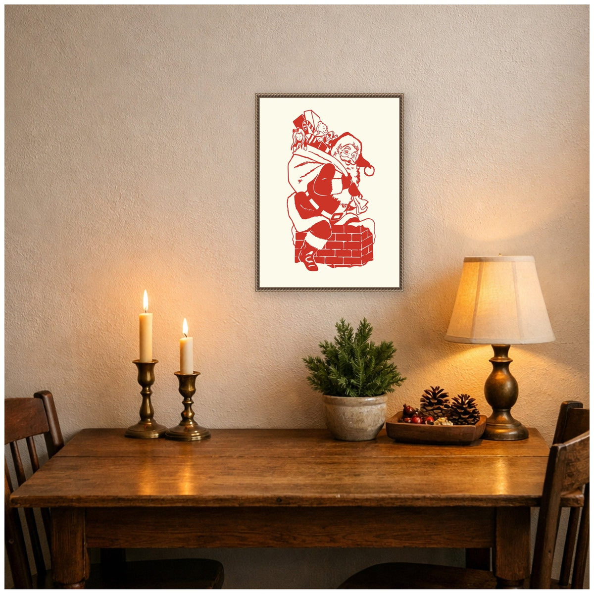 Vintage Santa by Megan Ryan Framed Canvas Wall Art Print