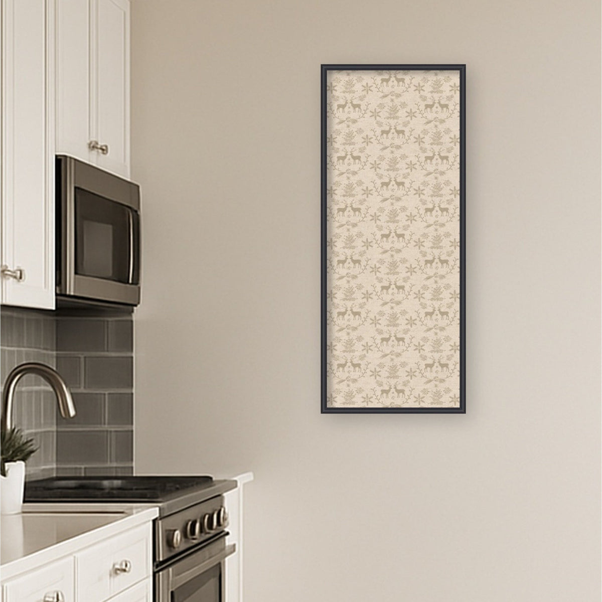 Framed Fabric Pinboard Reindeer Linen Printed Bulletin Board