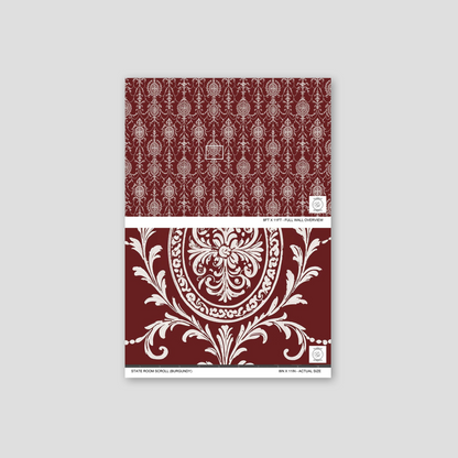 State Room Scroll (Burgundy) Wallpaper