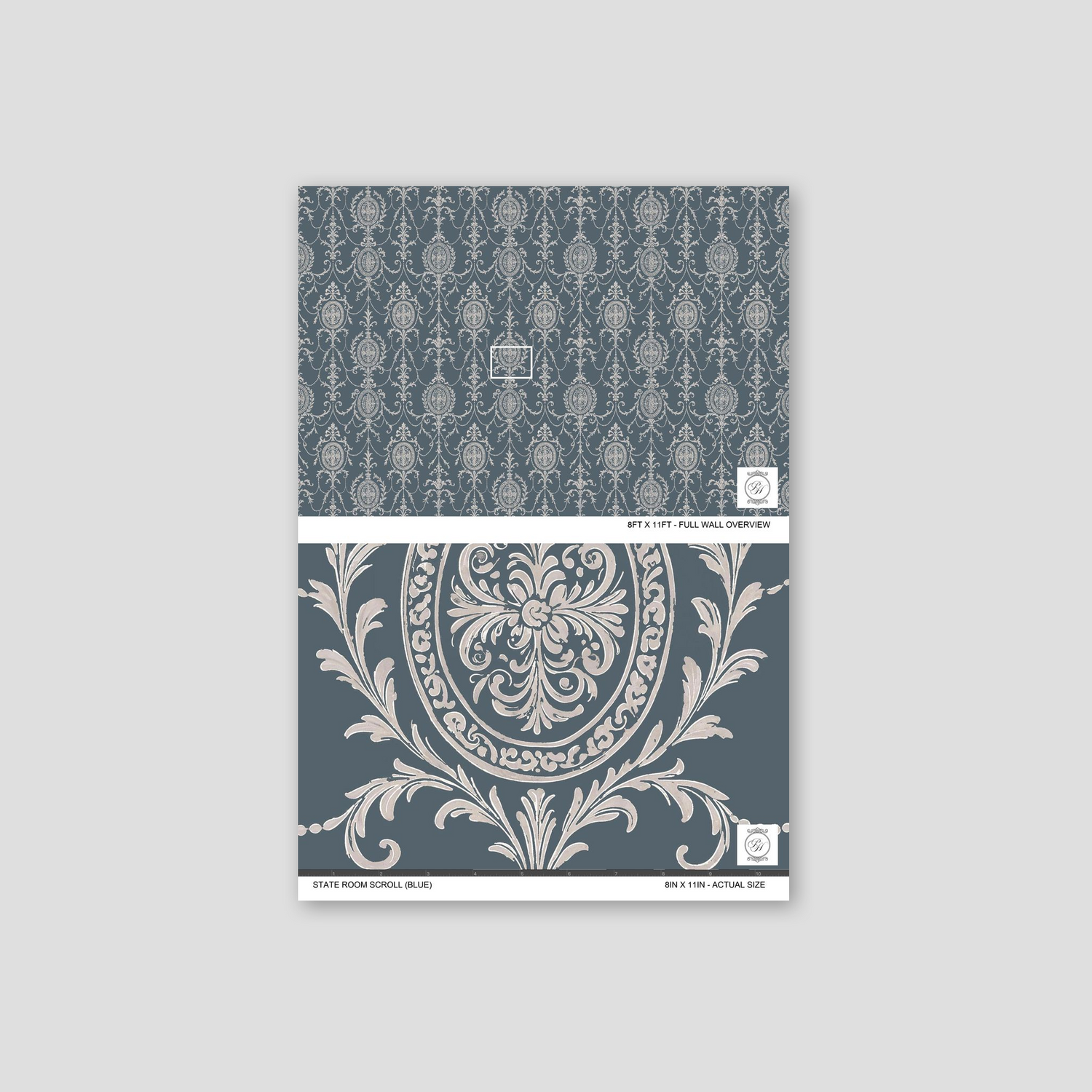 State Room Scroll (Blue) Wallpaper