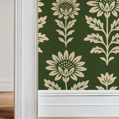 Bloom Floral (Green) Wallpaper