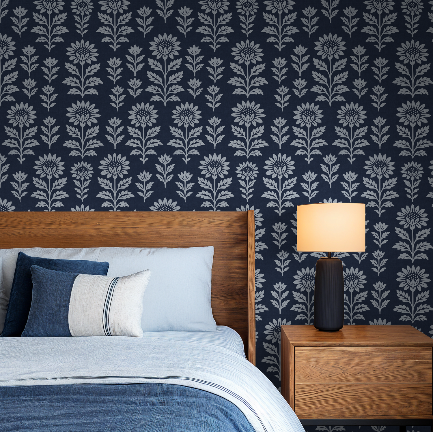 Bloom Floral (Blue) Wallpaper