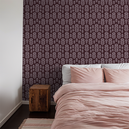 Bloom Floral (Maroon) Wallpaper