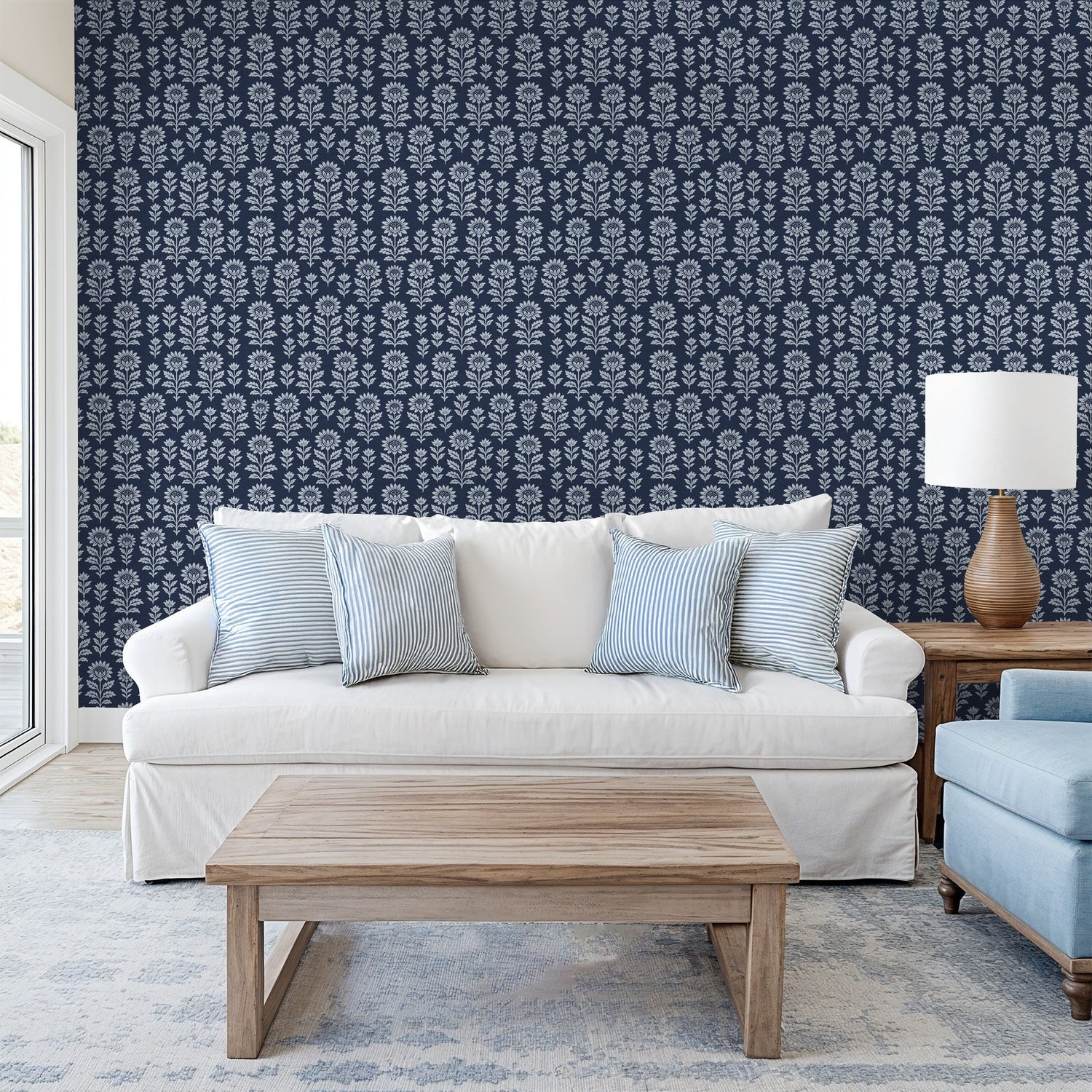 Bloom Floral (Blue) Wallpaper