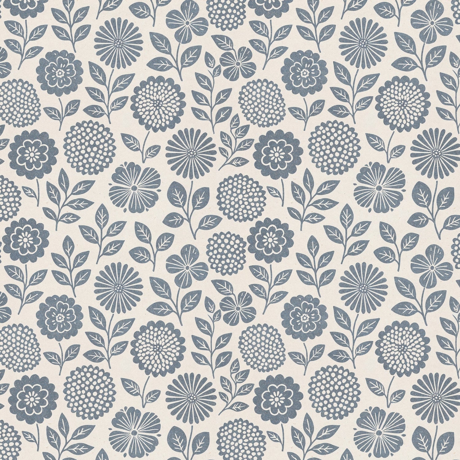 Folkflower (Blue) Wallpaper