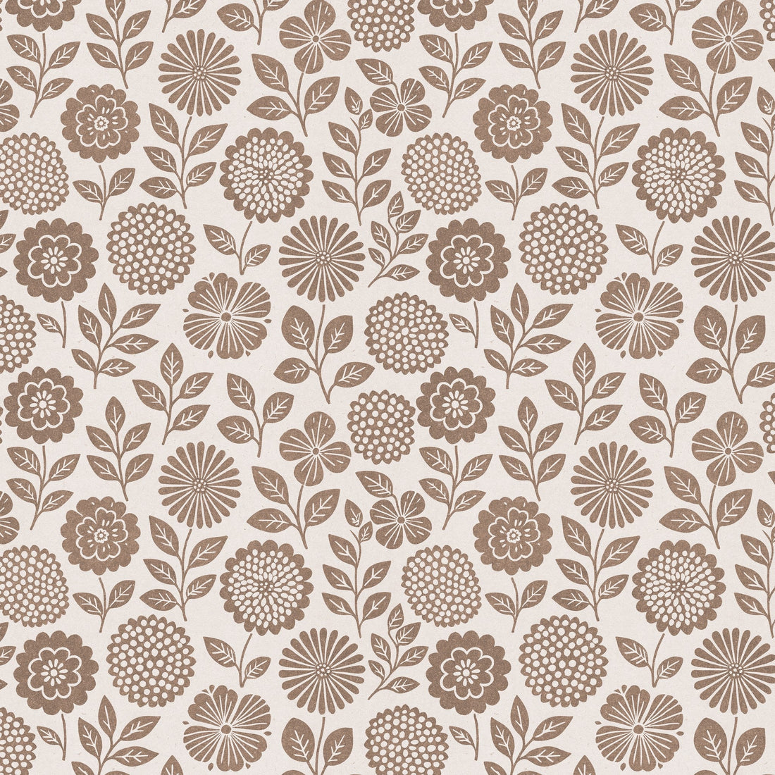 Folkflower (Brown) Wallpaper