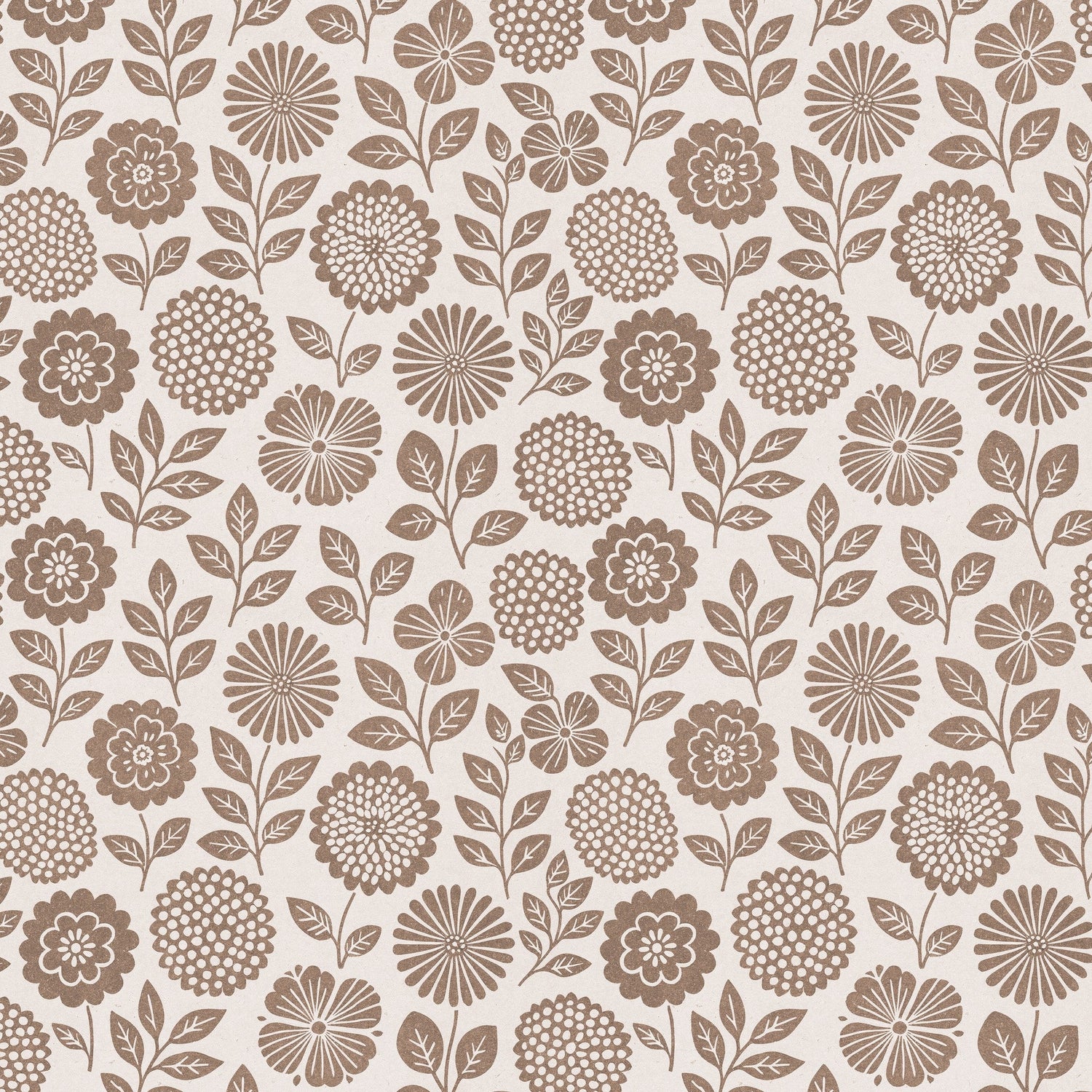 Folkflower (Brown) Wallpaper